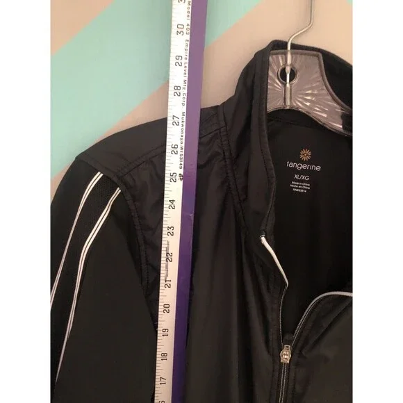 Tangerine Activewear Jacket Womens XL Black Zip Stretch Athletic Lightweight - Picture 3 of 5